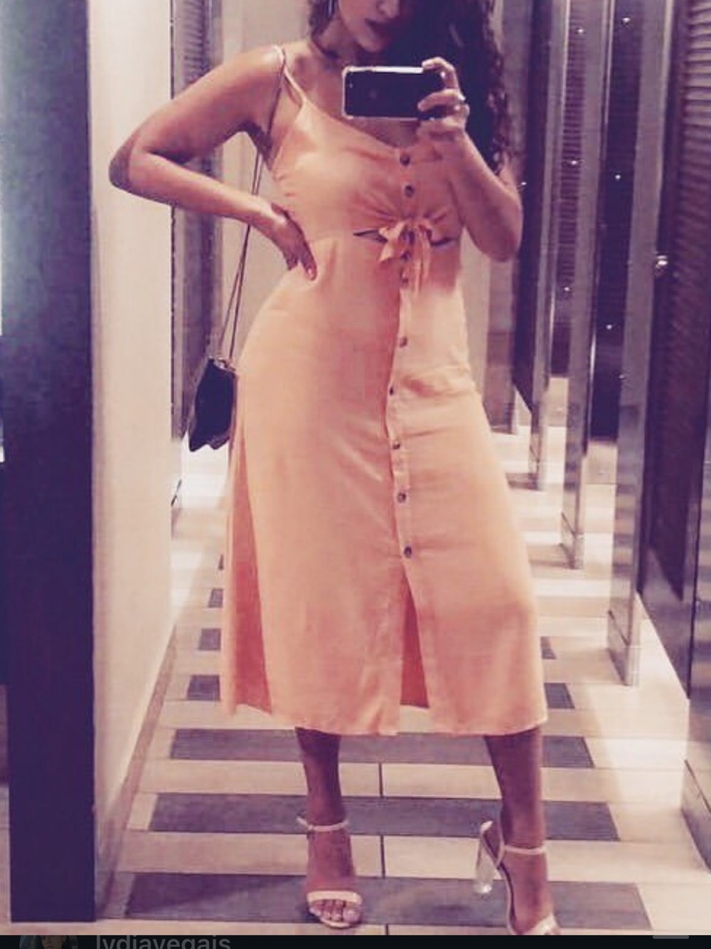 Blush Pink Cutout Midi Dress with Pockets